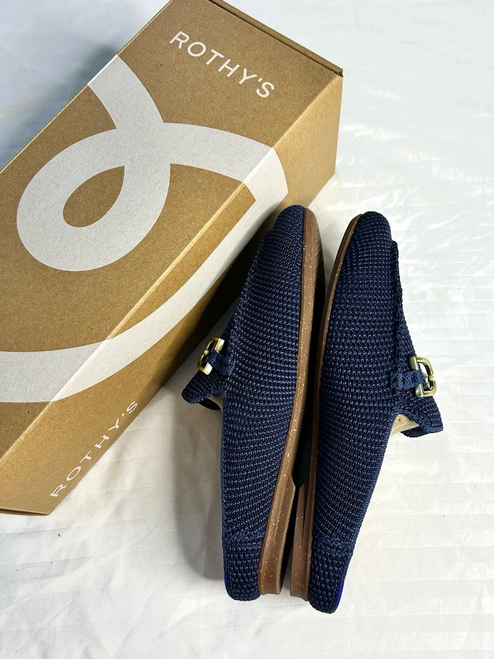 Rothy’s - The Double Bit Loafer Mule in Blue Raffia Knit in 6.5 - Picture 6 of 13